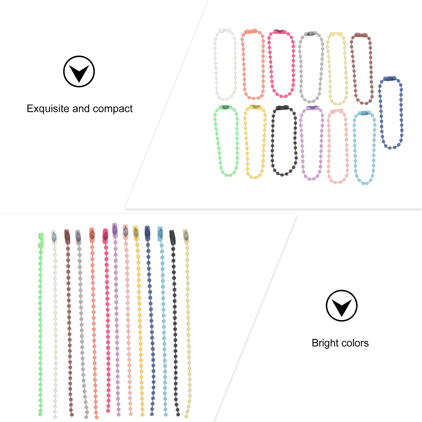 

100Pcs Color Tag Chain Lightweight Iron Bead Chains for Hand Tag Label Jewelry Pendant Decoration Iron Bead Chain