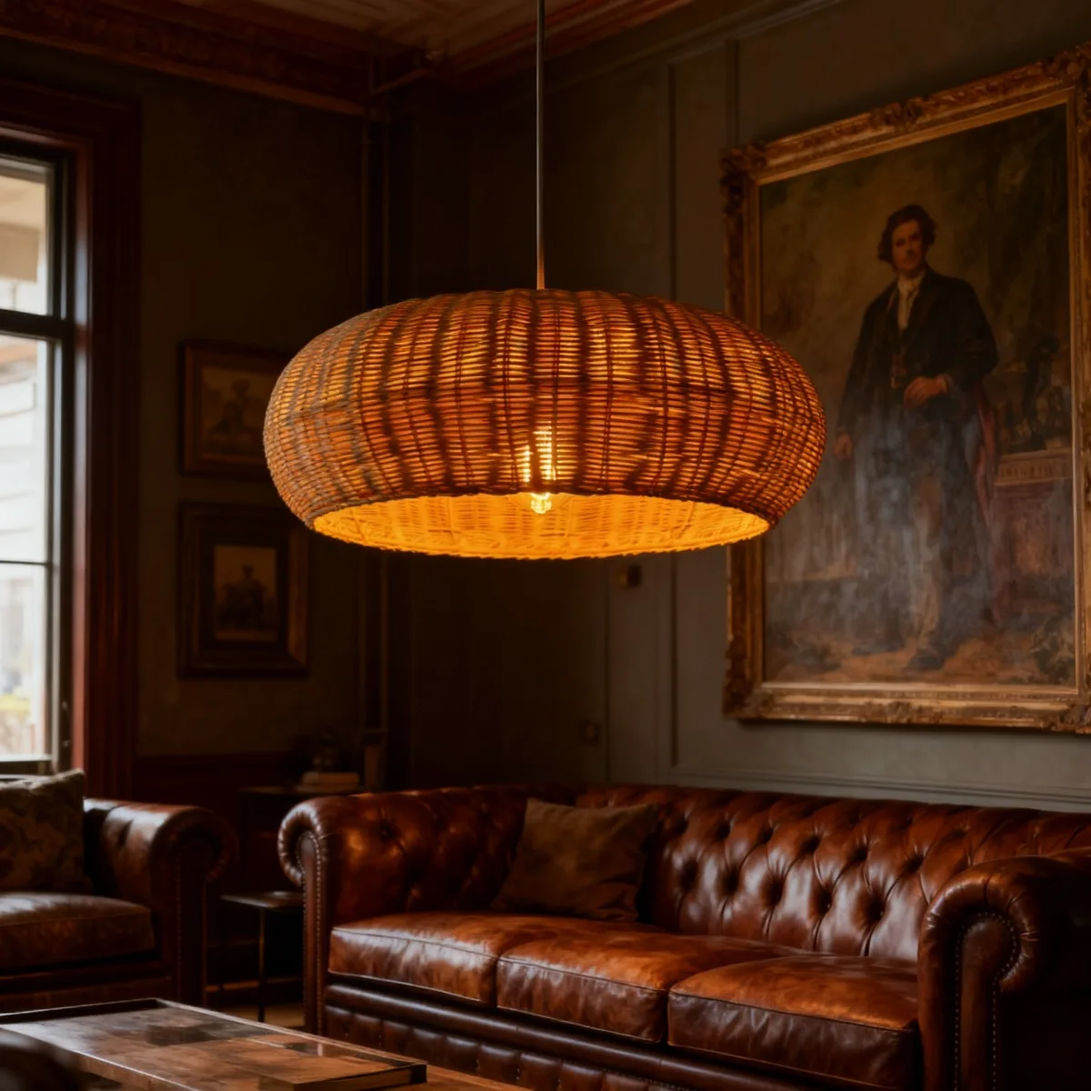 

JOYINLED 55/48/17cm Rattan Ceiling Lamp Southeast Asian Bamboo Chandelier Modern Hand Woven Pendant Light Living Room Lighting