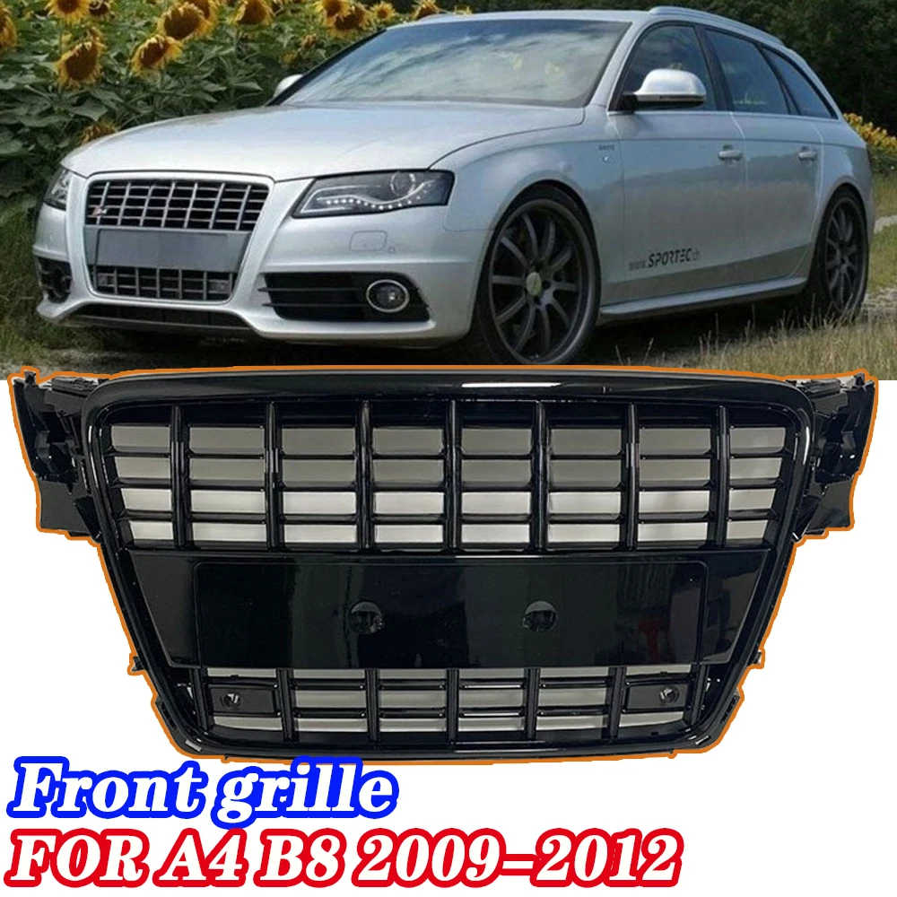 

Suitable for A4L modified S4 grille 09 10 11 12 models A4 B8 upgraded S4 front bumper glossy black front grille