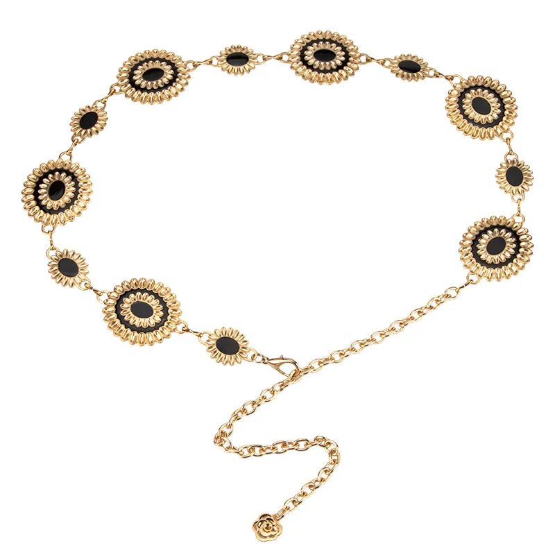 เข็มขัดโซ่โลหะผู้หญิงทองเงินรัดตัวหญิงคัมเมอร์บันด์โค้ตเข็มขัดชุดตกแต่งเข็มขัดแคบ J1535