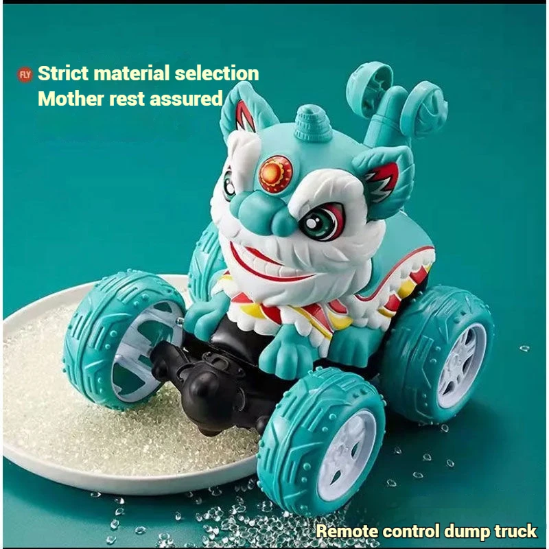 Four-Wheel Drive 2.4g Lion Dance Rolling Car Dazzling Lighting Dynamic Music Dumper Lion Dance Remote Control Car Children'S Toy