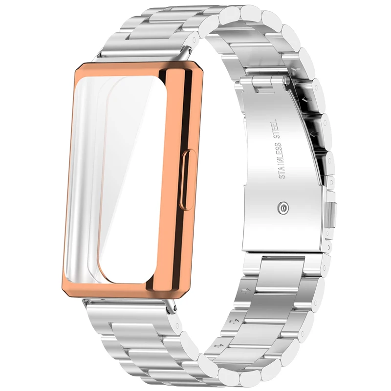 Edelstahlarmband + TPU-Schutzhülle für Huawei Band 11 Armband mit Hülle für Huawei Band 11Pro Metall Correa Zubehör