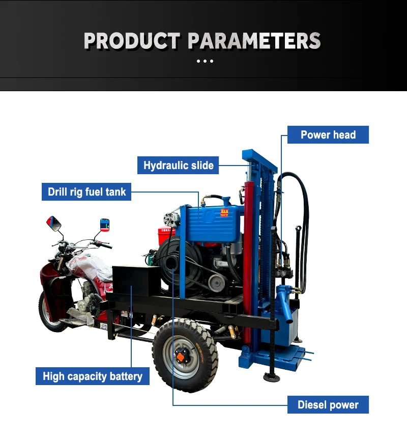 

Customized tricycle-mounted pneumatic small borehole multi-functional water well drilling machine