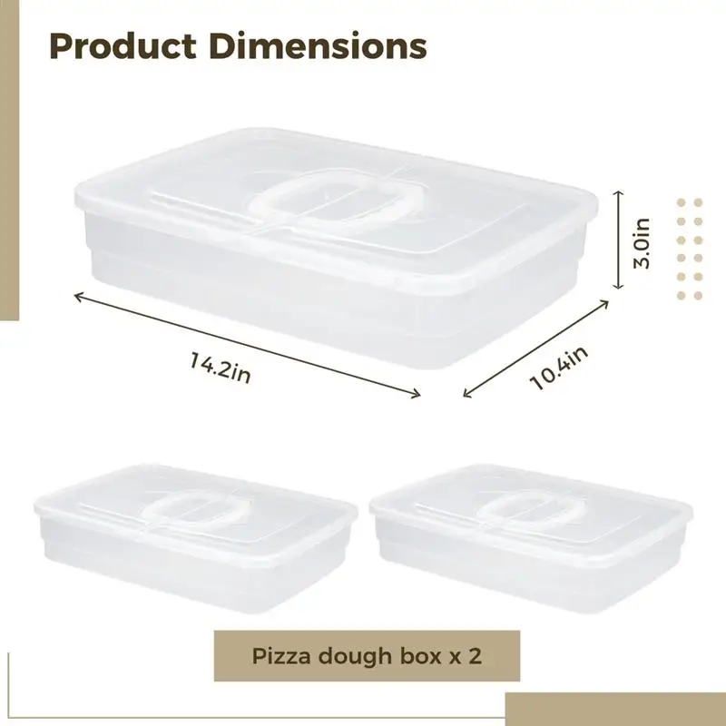 2Pcs Dough Containers For Pizza Pizza Dough Proofing Box Organizers Tray Transparent Pizza Storage Containers Pizza Dough Cases