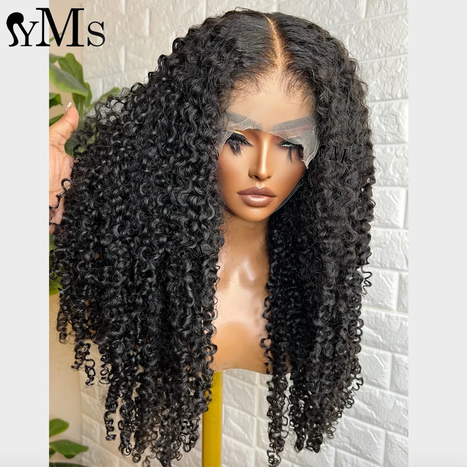 Sassy 3B3C Kinks Curly 13x6 13x4 Lace Front Virgin Human Hair Wigs YMS 300% Density Curly Lace Frontal Wig For Women Baby Hair