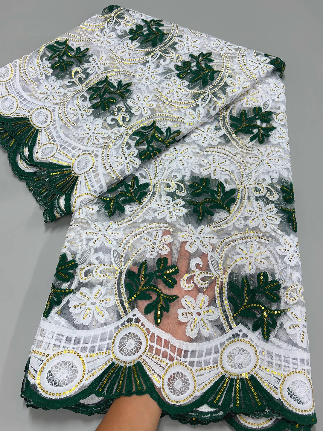 

2026 New Arrival African Sequins Lace Fabric High Quality Milk Silk Lace Fabric Nigerian Mesh Lace For Woman Dress 5Yards Sewing