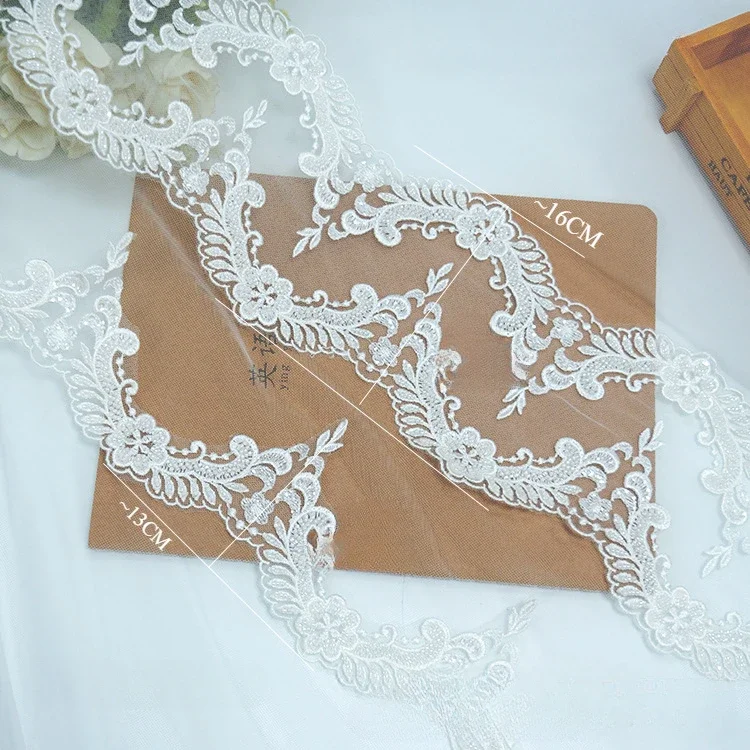 5 yardas. Nuevo tocado ondulado con cuentas de lujo de alta calidad, dobladillo para vestido de novia hecho a mano, cuello, accesorios de encaje, Beige, en stock