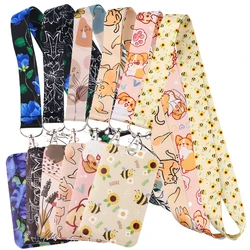 Printing bee Cat Dog Neck Strap Lanyards for Keys Keychain Badge Holder ID Credit Card Pass Hang Pet shop Accessories Gifts