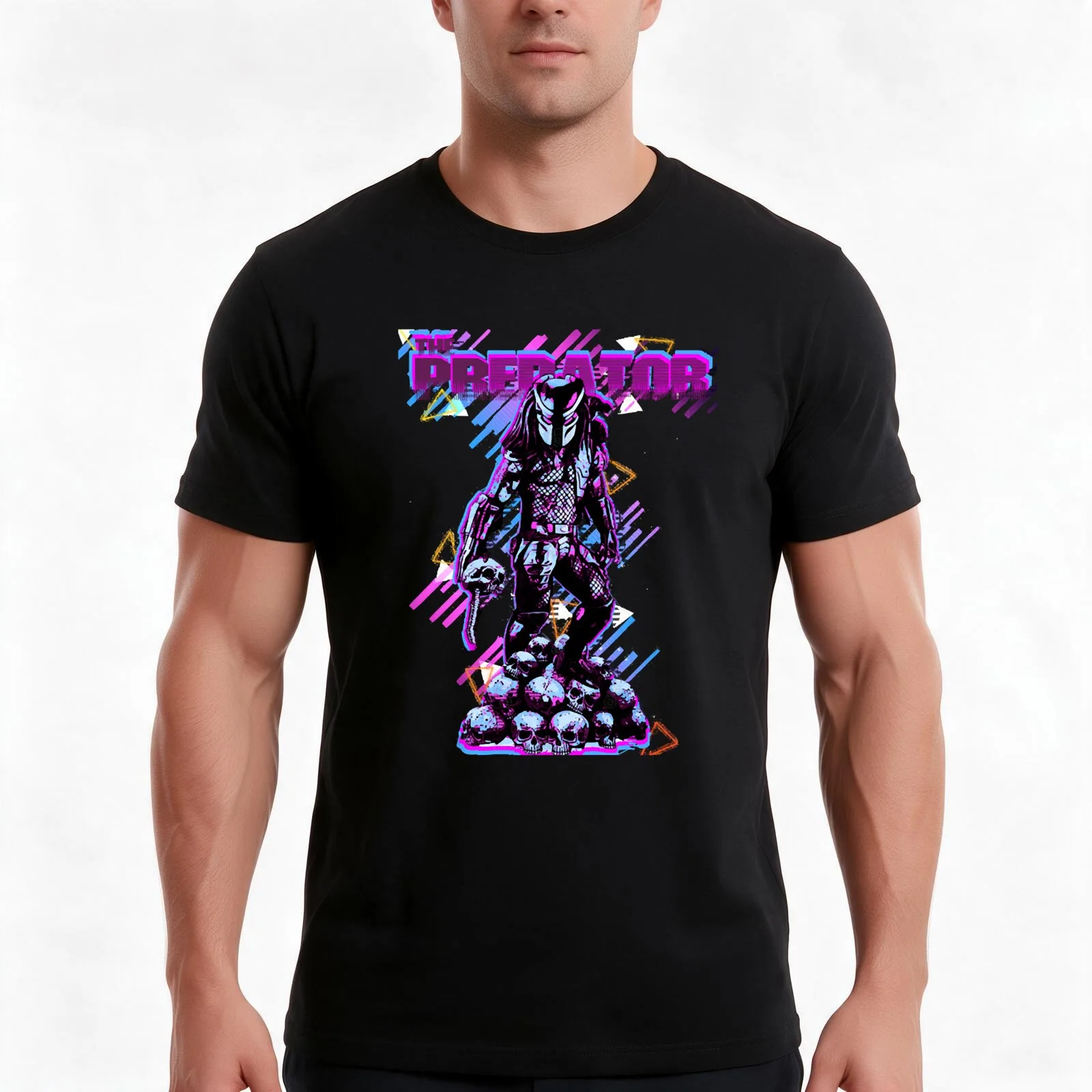 Predator Retro T-Shirt, Summer Casual Cotton Tee, Oversized Streetwear Tops, Vintage Graphic Print, Loose Fit Short Sleeve