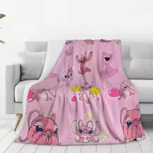 Stitch Couple Blankets Ctue Warm Print Plush Bedding Throws For Couch Bed Camping Flannel Bedspread Bed Cover
