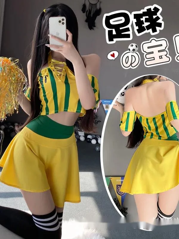 Cute Cosplay Cheerleading World Cup Football Baby Set Dynamic JK Short Skirt Uniform  cute two piece outfits for women summer 6D