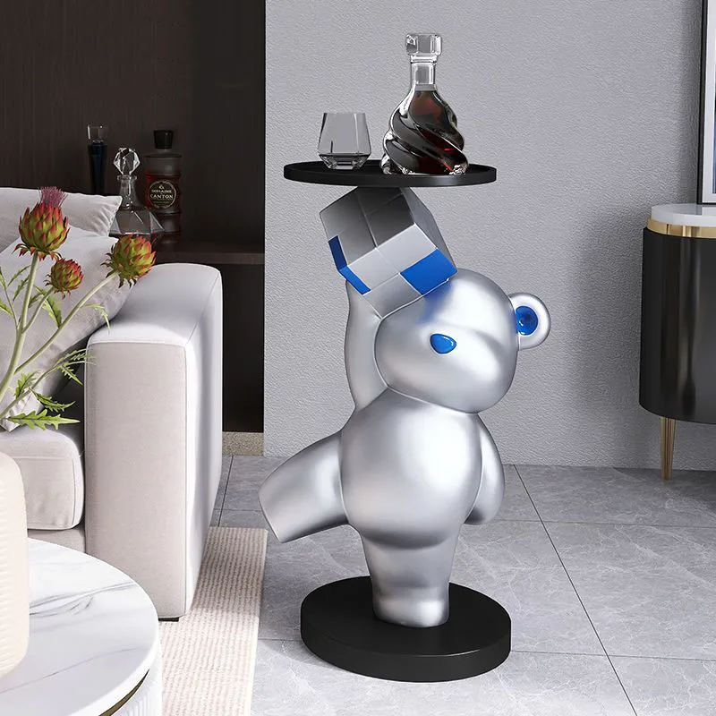 

Modern Creative Home Decor Cartoon Rubik's Cube Bear Statue Tray Resin Floor Decoration LivingRoom Accessories Housewarming Gift