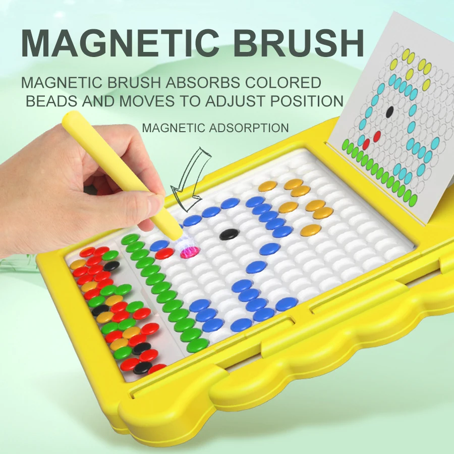 Magnetisches Zeichenbrett für Kinder, DIY-Graffiti-Spielzeug, magnetischer Stift und Perlen-Puzzle-Spielzeug, Kindergeburtstagsgeschenk, Weihnachtsgeschenk