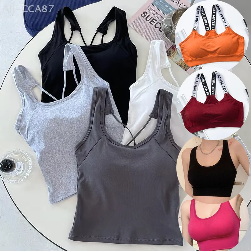 

Спортивная майка для женщин, однотонная, с большим U-образным вырезом, крестом, без маркировки, с подушечкой для бюстгальтера, верхняя одежда, нижняя часть, женская