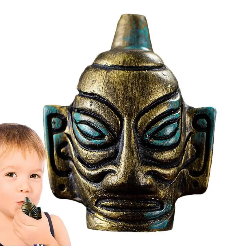 Aztec Death Whistle Halloween Screaming Skull Ancient Bronze Prop Loud Captivating Sound Whistle For Desktop Home Decoration