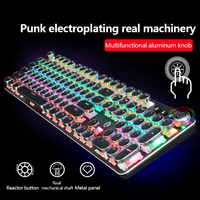 K820 Retro Punk Electroplating Knob Luminous Mechanical Keyboard Plug-in Green Axis