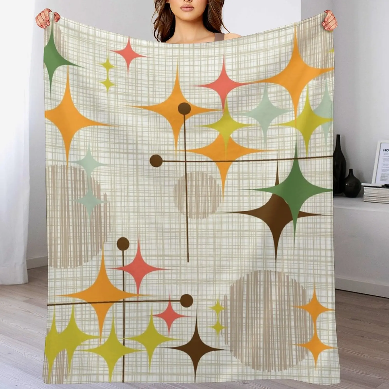 

Eames Era Starbursts and Globes 3 (bkgrnd) Throw Blanket Luxury Thicken Luxury Throw funny gift Blankets