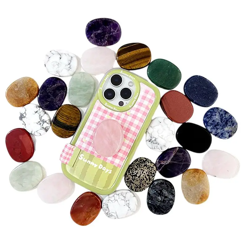 

Держатель для розетки в форме натурального камня, кронштейн для защиты пальцев, поддержка телефона для IPhone 15, 14, 13, подставка для карманной розетки Samsung