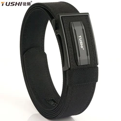 TUSHI Hard 3.8 Wide Thickened gun hanging double-layer nylon cloth belt versatile outdoor tactical automatic buckle men's belt