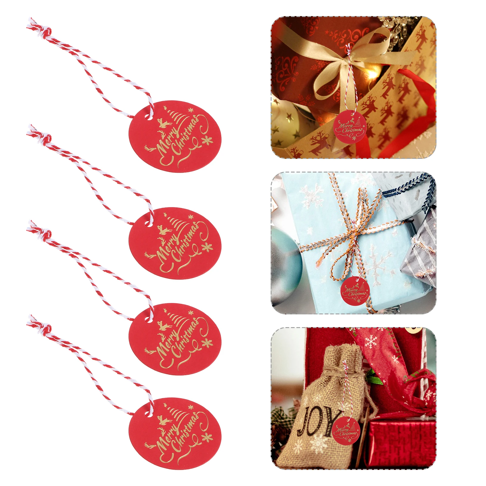 100 قطعة من علامات تغليف الهدايا، علامات تزيين للهدايا، معلقة بنفسك، زينة عيد الميلاد الحلوة، ورق عيد الميلاد