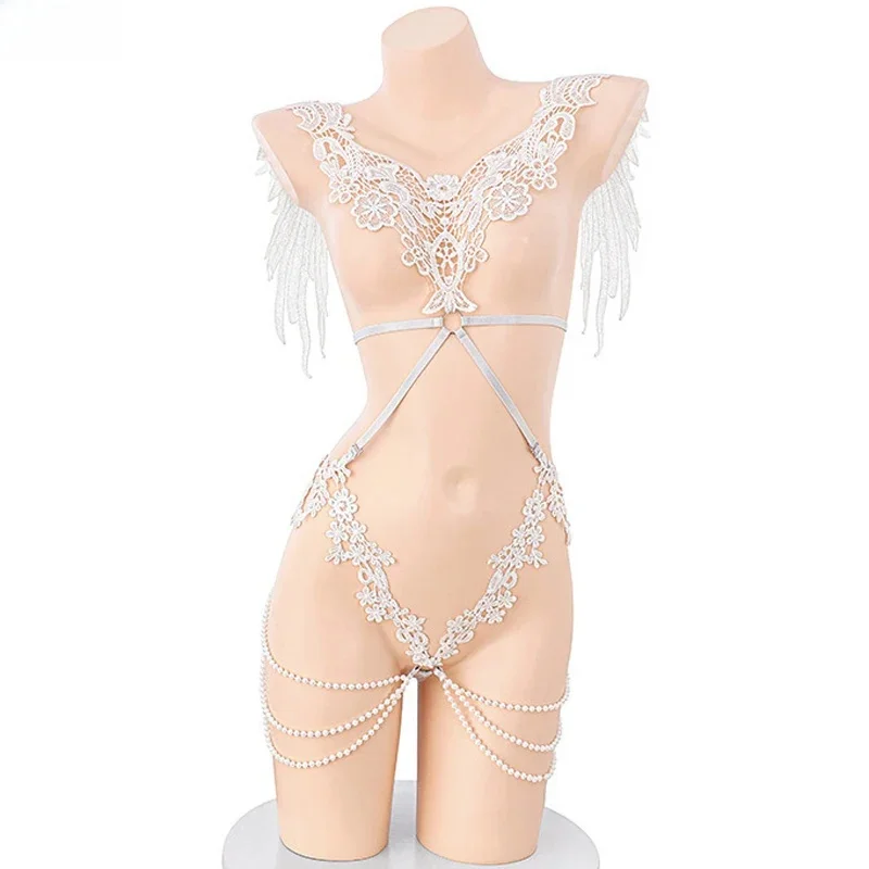 

XXOO Erotic Sexy Lingerie City Lord Castle Queen Angel Wings Beads Bodysuit Accessory Outfits Cosplay Costumes
