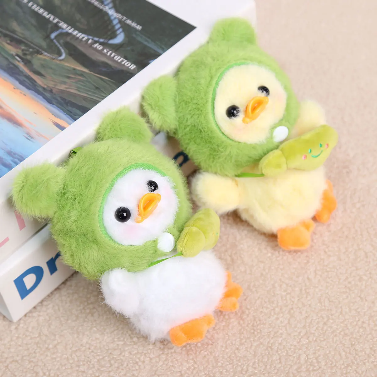 Cute Duck Plush Dolls Keychain Stuffed Animal Cartoon Backpack Pendant Small Duck Plush Toys Ornament Children's Birthday Gifts