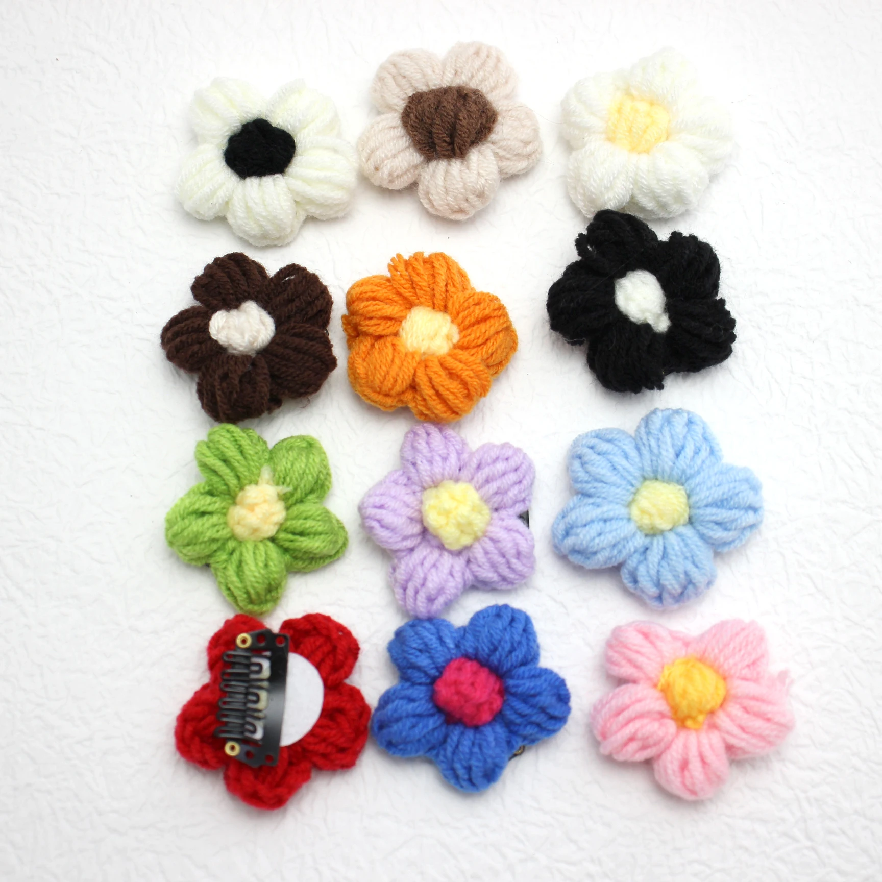 10pcs Newborn Little Knitted Flower Small Hairpin Baby Girls Fine Wispy Hair Mini Latch Wisp Clip Kids Hair Flower BB Barrettes