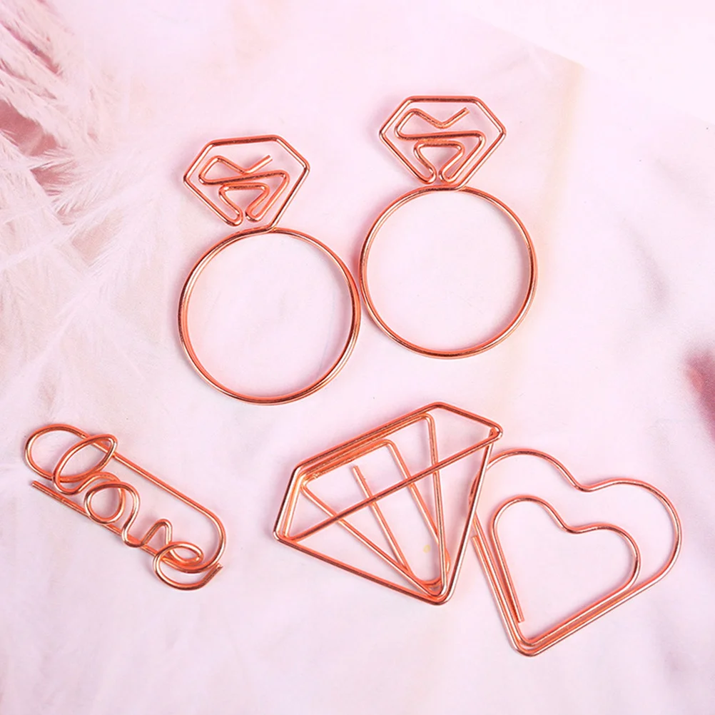 

20pcs Novelty Shaped Bookmark For Office School Ring Love Design Stationery Supplies Paper Binder Clips
