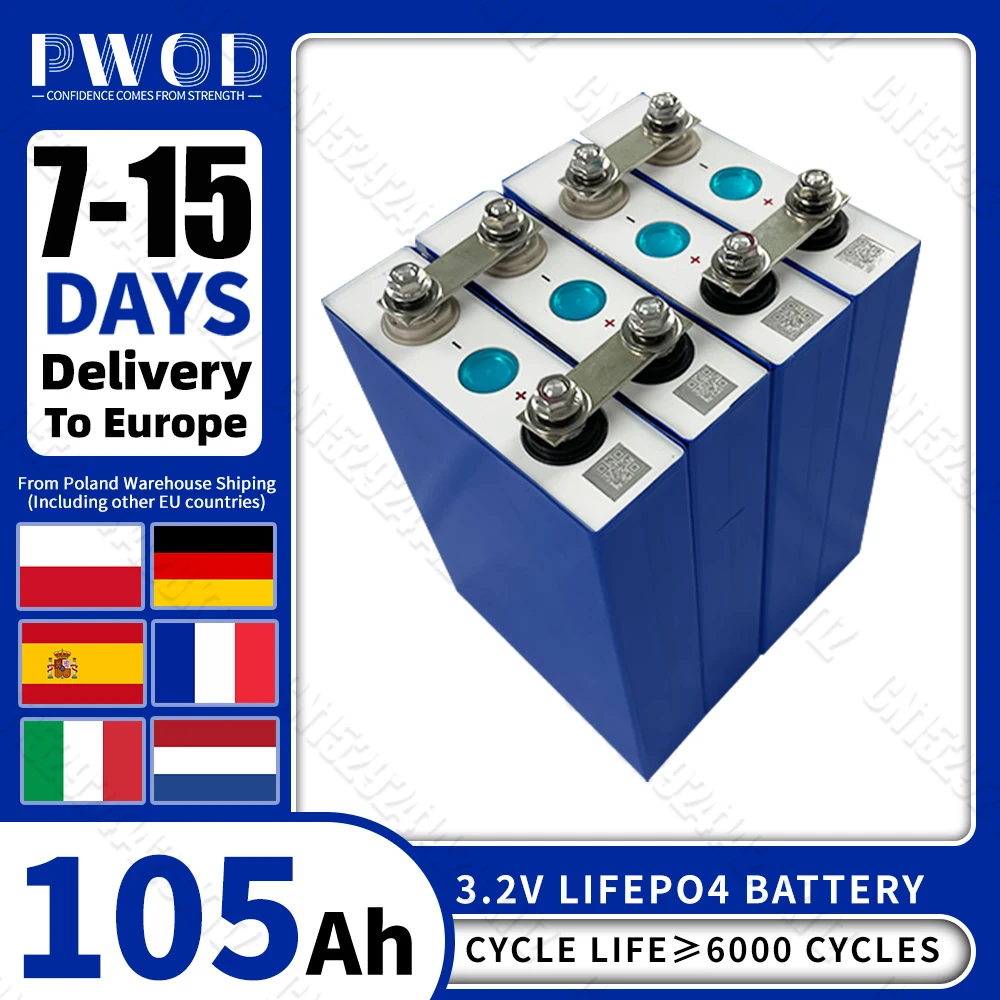 Batterie Lifepo4 3.2V, 105ah, tout nouveau, cellule au Lithium fer Phosphate, 12V 24V 48V, pour Camping, bateau, voiturette de Golf, RV, chariot élévateur EV