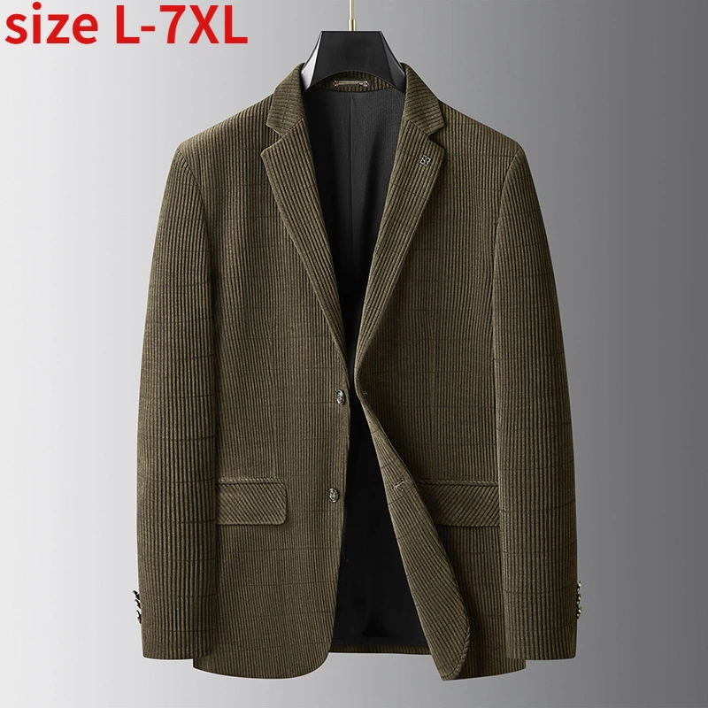 New Arrival Fashion Superr Large Autumn Winter Men's Business Casual Striped Suit Jacket Plus Size L XL XXL XXXL 4XL 5XL 6XL 7XL