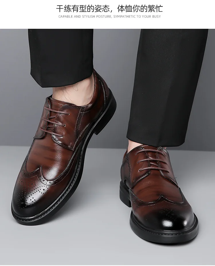 2023 Man Split Leather Shoes Rubber Sole Size 44 43 42 41 40 39 38 Man Business Office Male Dress Lether Shoes