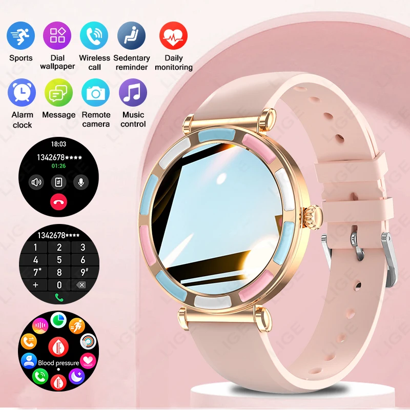 

LIGE 2025 New Blood Oxygen Heart Rate Monitoring Smart Watch Women Sport Fitness Tracker Bluetooth Call Fashion Smartwatch Women