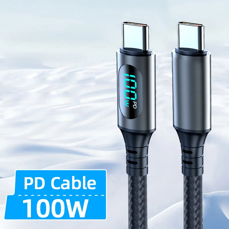 Ultra-Super Snelle Oplaadkabel-6A 120W USB A Naar Type C Nylon Datakabel Voor Xiaomi Redmi Samsung met Led Digitale Display Kabel