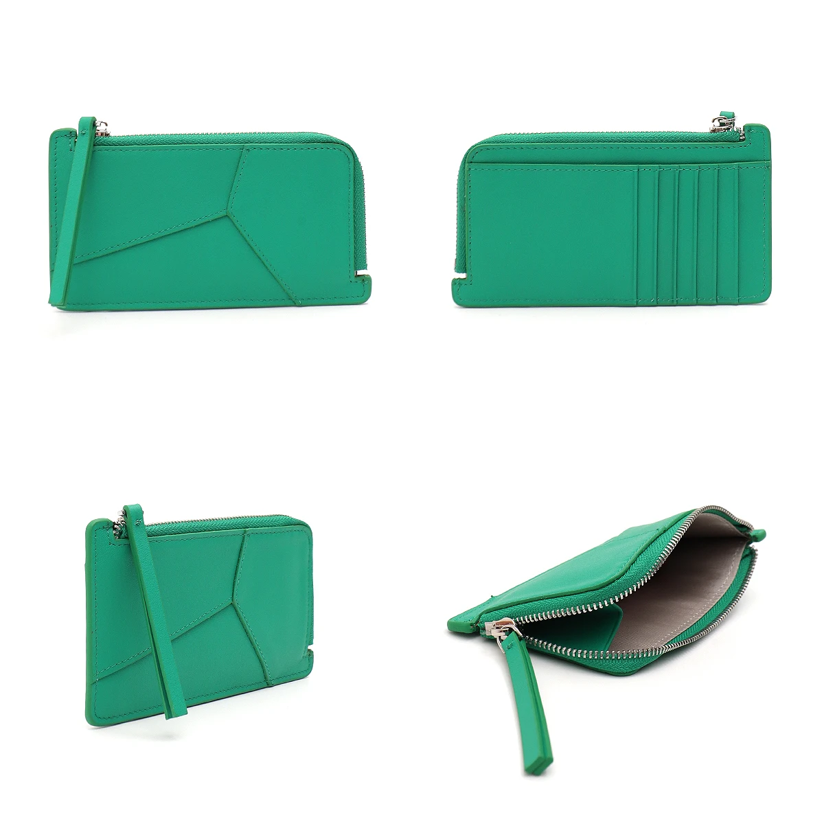 SC Mode Frauen Echt Leder Schlank Karte Halter Geometrische Patchwork Zipper Karten Münze Bargeld Tragbare Täglichen Geldbörse Kleine Brieftasche