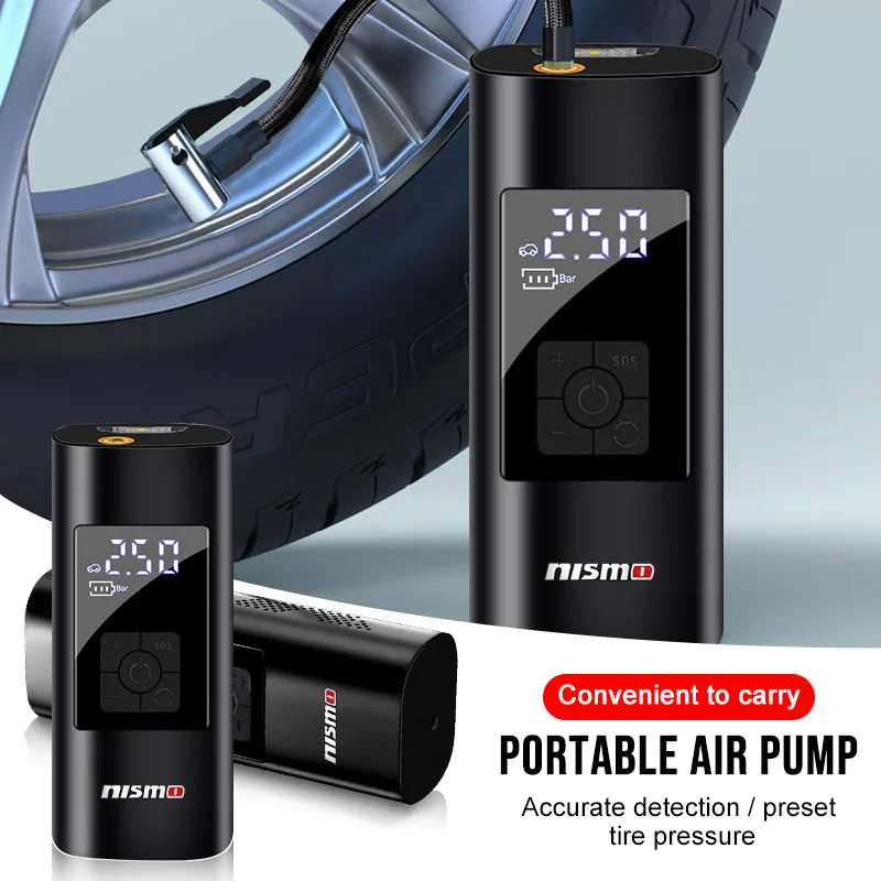 Gonfiatore portatile per pneumatici per auto Pompa gonfiabile digitale intelligente Pompa d'aria per barca da bicicletta per Nismo Nissan Qashqai Juke X-trail Tiida Teana