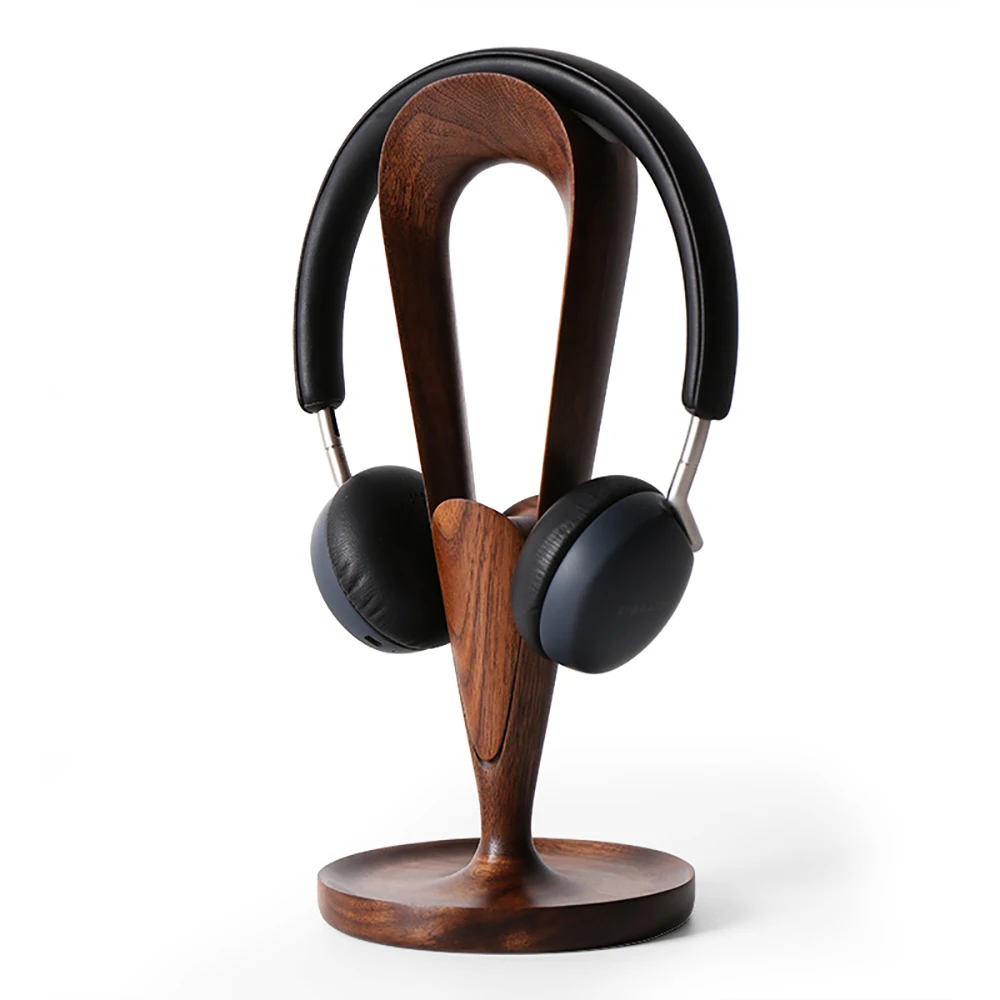 

High-End Black Walnut Headphone Stand Desktop Gaming Headset Holder Storage Bracket With Cable Winder Wooden Craft