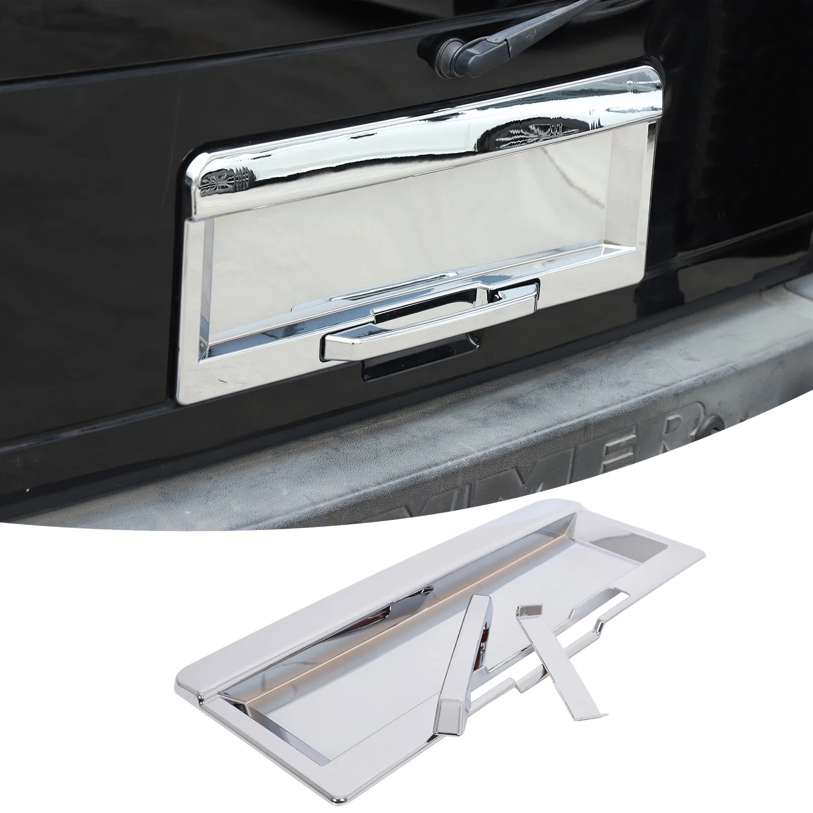 

ABS Chrome Car Tail Number License Plate Base Cover For Hummer H2 SUV 2003-2009 License Plate Bracket Trim Accessories