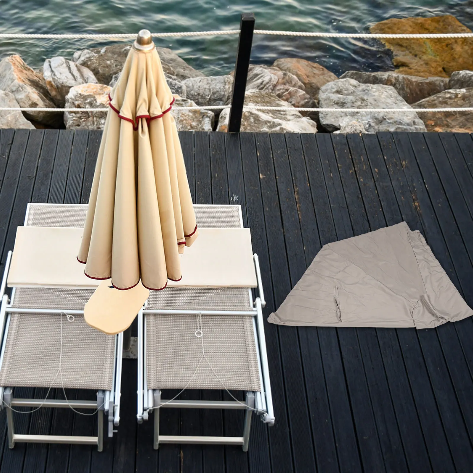 

Durable Outdoor Umbrella Canopy 210d Oxford Fabric Waterproof Uv Protection Garden Patio Parasol Shelter Windproof Easy to