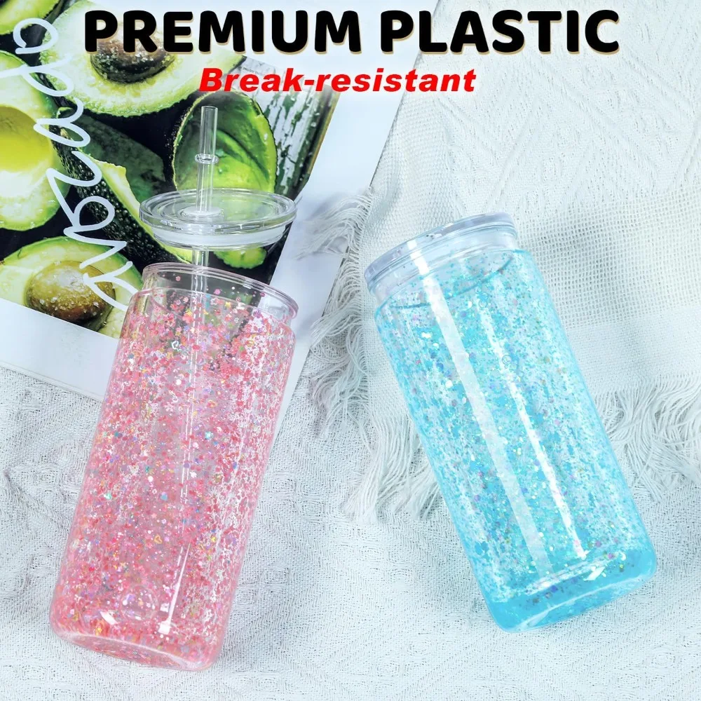 

Outdoor Tables-20oz Plastic Snow Globe Tumbler with Lid 8 Pack Pre Drilled Acrylic Cups for Craft Customization