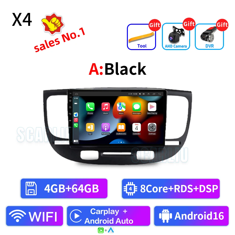 Autoradio Voor Kia RiO 2 RIO2 2005-2011 Draadloze CarPlay Android Auto Multimedia Speler Touchscreen GPS navigatie Geen 2din DVD