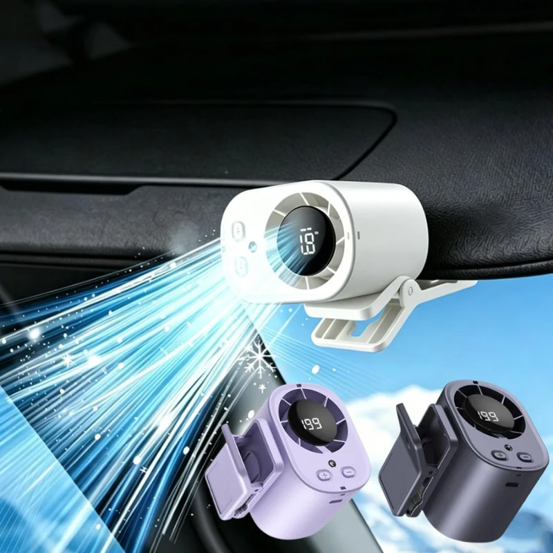 

Summer Cooling Clip-On Car Fan High Speed Mini Lightweight Fan For Car Sun Visor 360° Portable Rechargeable Desktop Cooling Fan