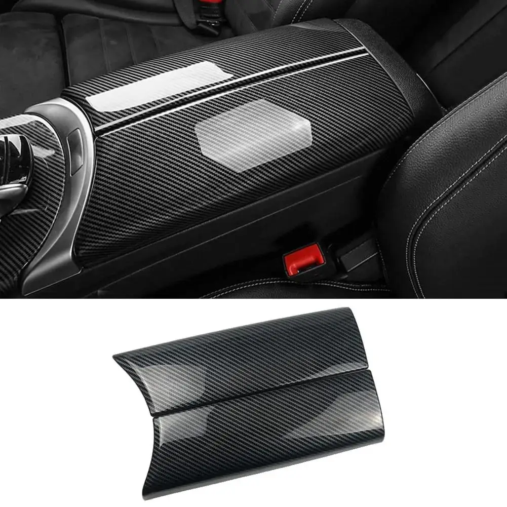 For Mercedes-Benz (C W205 / GLC X253) Carbon Fiber Color Car Interior Center Console Armrest Box Trim Protect Cover - Image 3