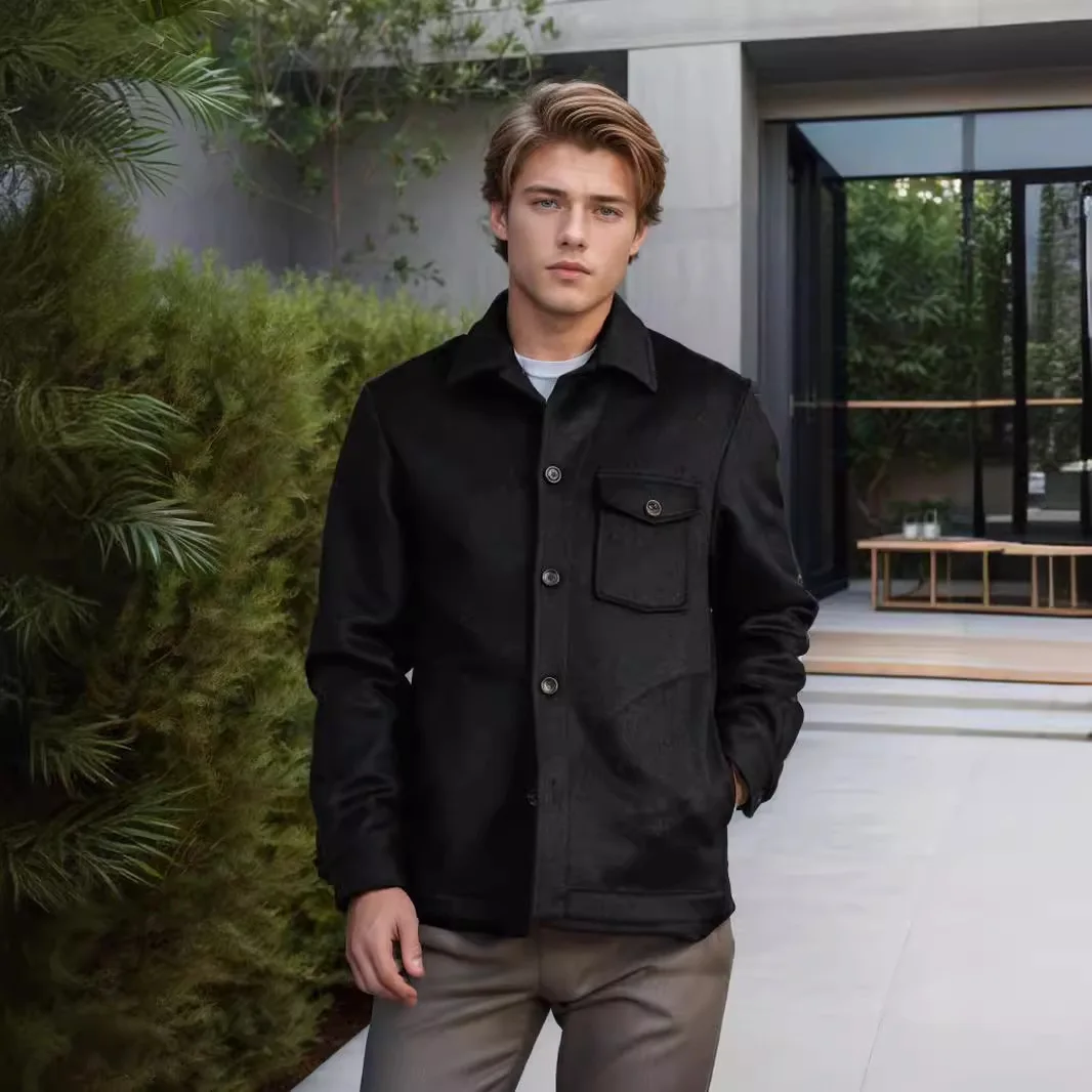 

Мужская куртка из смесовой шерсти, элегантная, средней длины, из канваса, для отдыха, свободного кроя, простая, базовая, в стиле милитари, университетская, карго, Ins