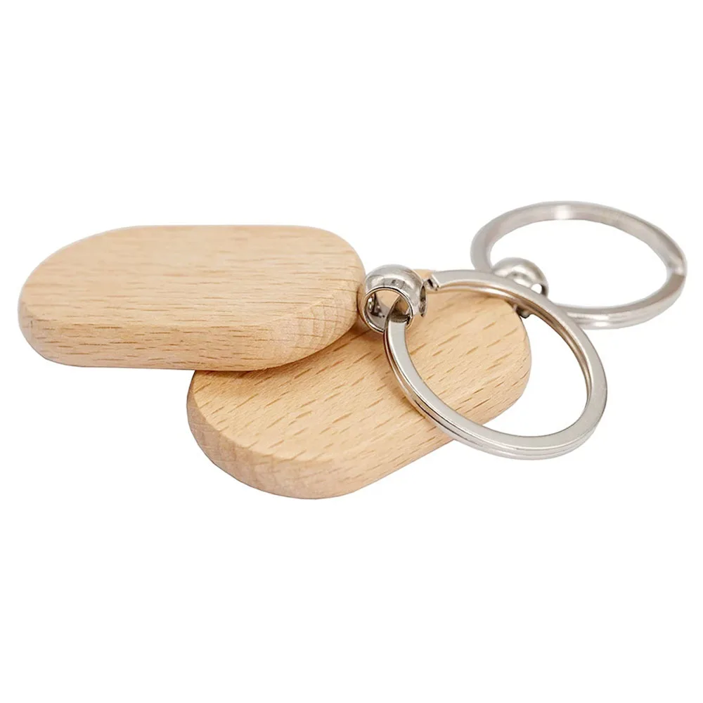 10pcs Runway shape Wood Keychains Blanks Wooden Racetrack Keyrings Suitable for Laser Engraving Gift