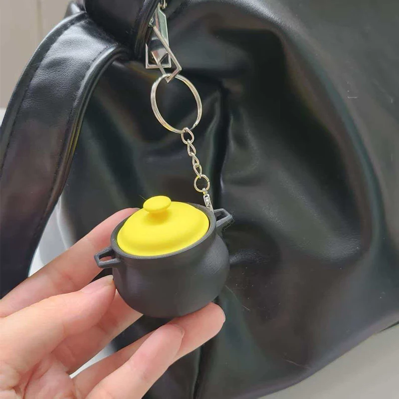 Novelty Cute Kitchen Clay Cooking Pot Keyboard Clicker Fidget Keychain Backpack Charm Stress Relief ADHD Toys For Adults