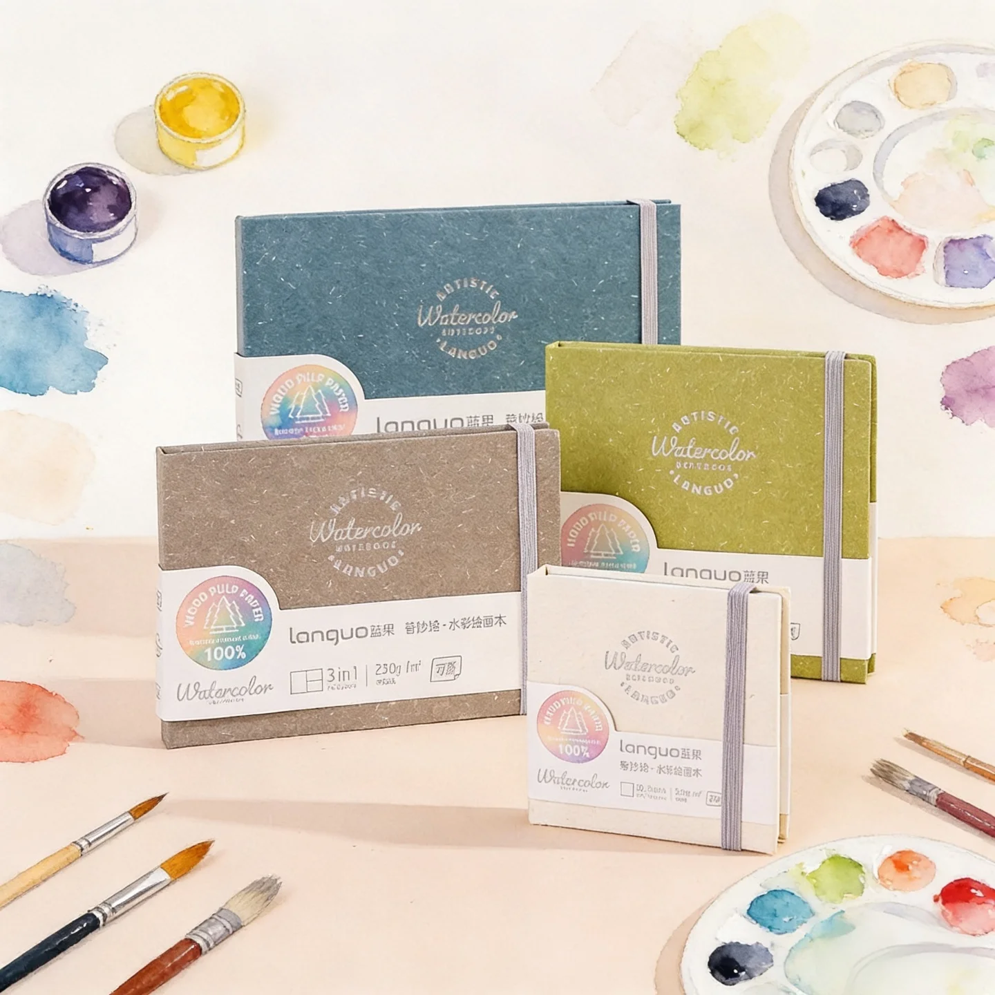 

Альбом для акварели и скетчинга 3-в-1 - Блокнот с плотными страницами холодного прессования, портативный отрывной блок для художников, 3-в-1 блокнот для скетчей и акварели