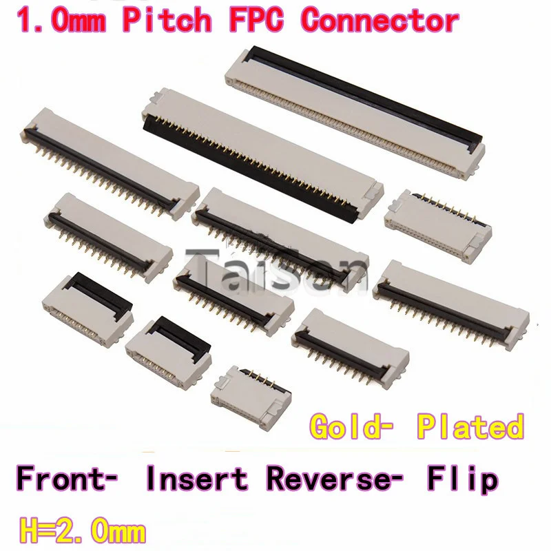10-20PCS FPC Connector 1.0mm Pitch Rear Lock Gold‑Plated 2.0H 4P/6P/8P/10P/20P/30P Front‑Insert Reverse‑Flip Double‑Side Contact