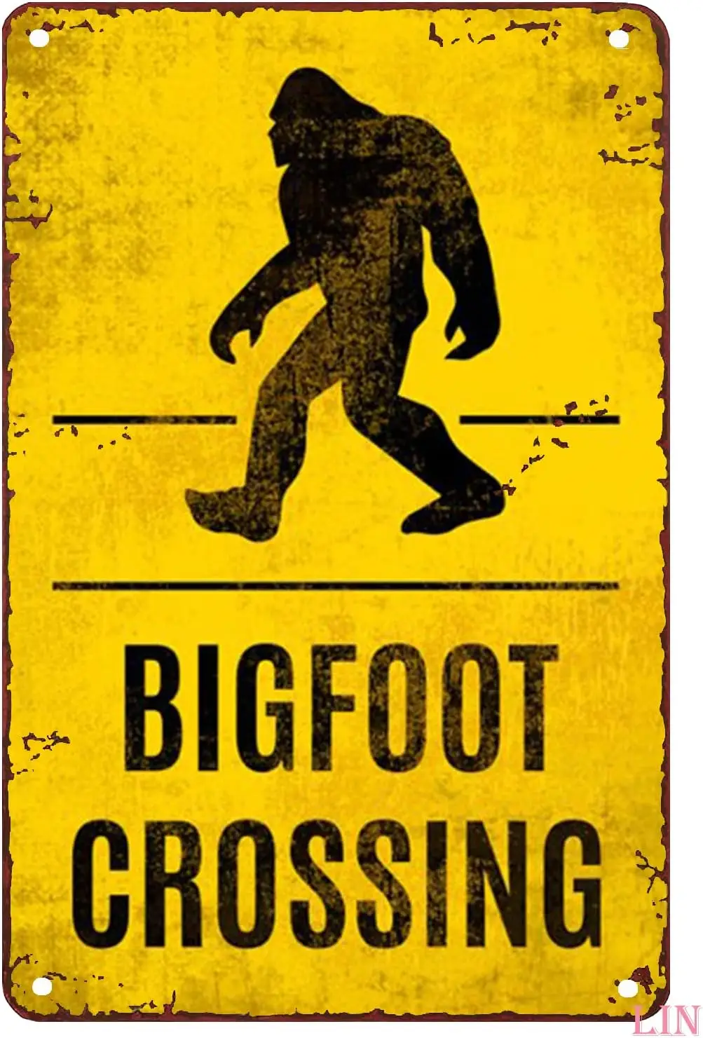 Sasquatch Signs Metal Bigfoot Crossing Metal Signs Vintage Room Decor Aesthetic Wall Art Tin Sign Gift for Garage Bathroom Livin