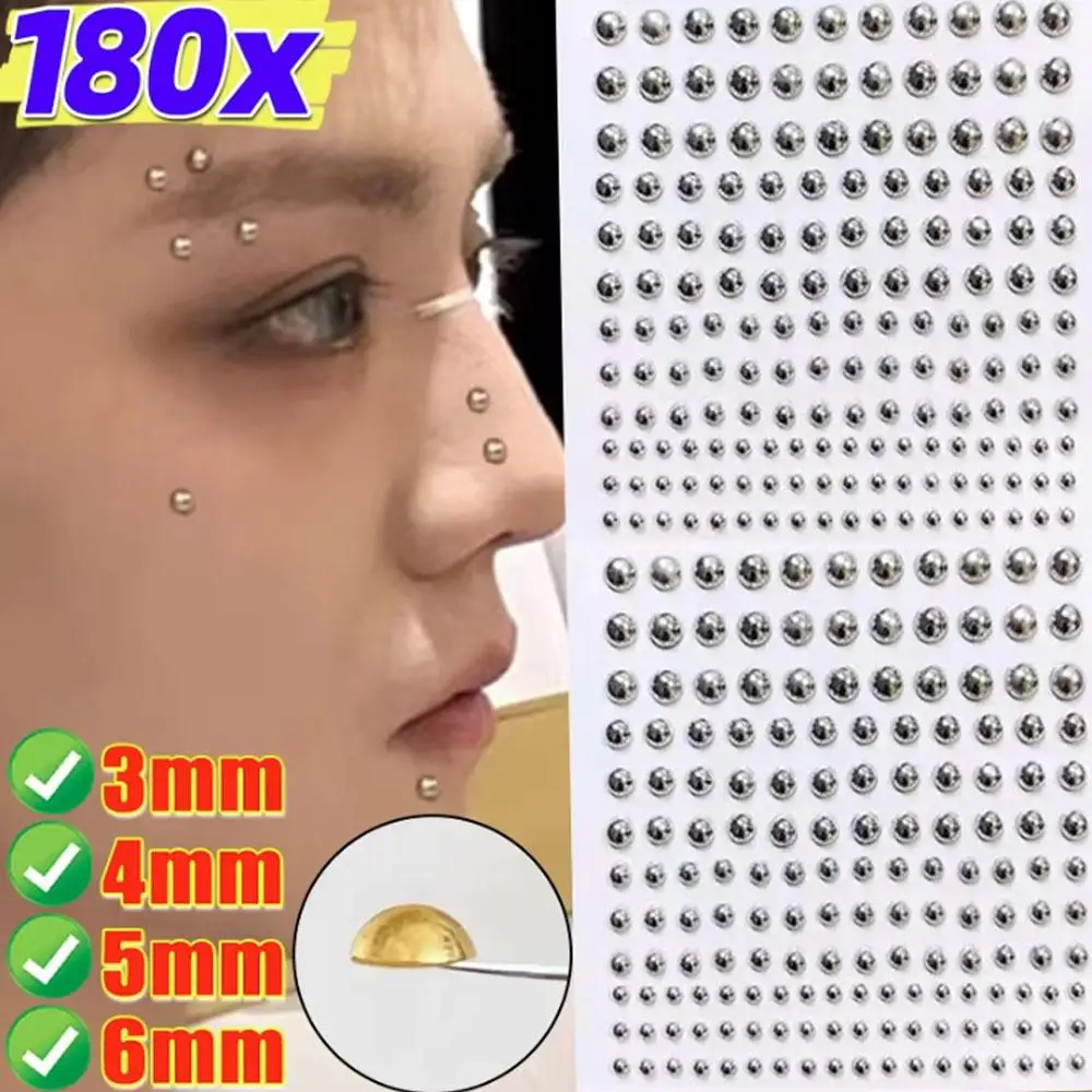 58-180pcs Set Fake Nose Ring Stickers Non Piercied Lip Nails Ear Stud Women Men Pack Fake Eyebrow Lip Piercing Body Jewelry ﻿