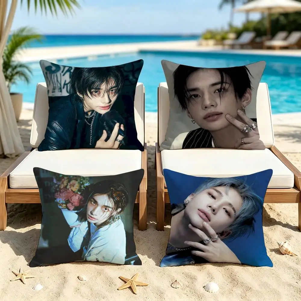 H-Hyunjin Square Pillow Case Multi Sizes For Car Home Bedroom Decor Custom Valentine Gifts